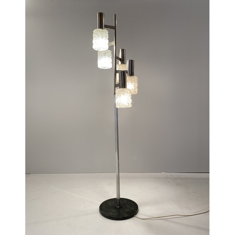 Klassische italienische Stehlampe aus Eisen und Glas, 1960er Jahre