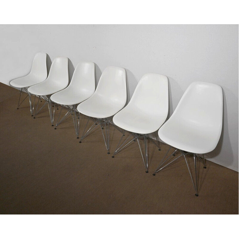 Set of 6 vintage Dsr chairs in chrome and chrome steel by Ray and Charles  Eames