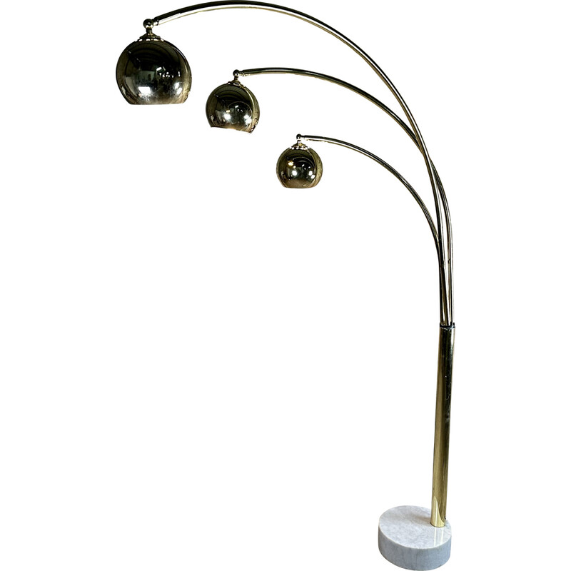 Vintage floor lamp in gilded metal and marble by Goffredo Reggiani, 1970s