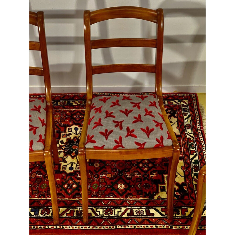 Set van 4 vintage kersenhouten stoelen
