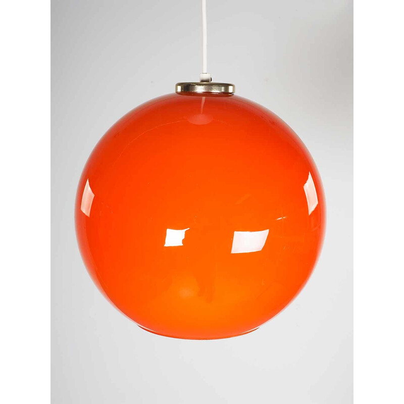 een Bourgeon demonstratie Vintage oranje glazen hanglamp, 1960