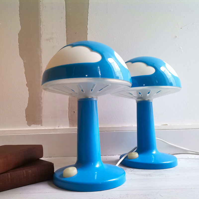 Ein Paar blaue Wolken-Skojig-Tischlampen von Henrik Preutz für Ikea, 1990er  Jahre