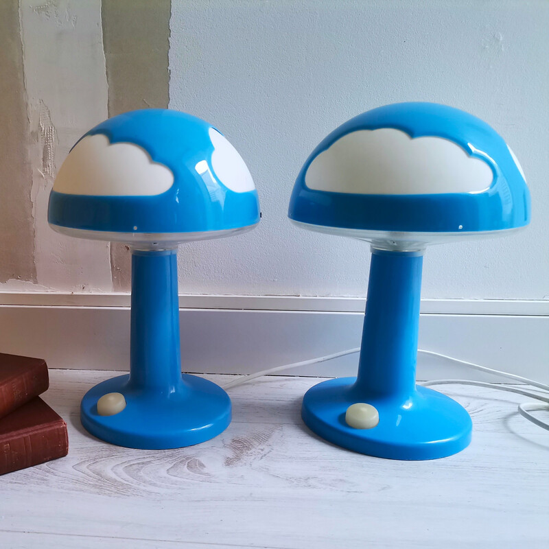 Coppia di lampade da tavolo Skojig vintage a nuvola blu di Henrik Preutz  per Ikea, anni '