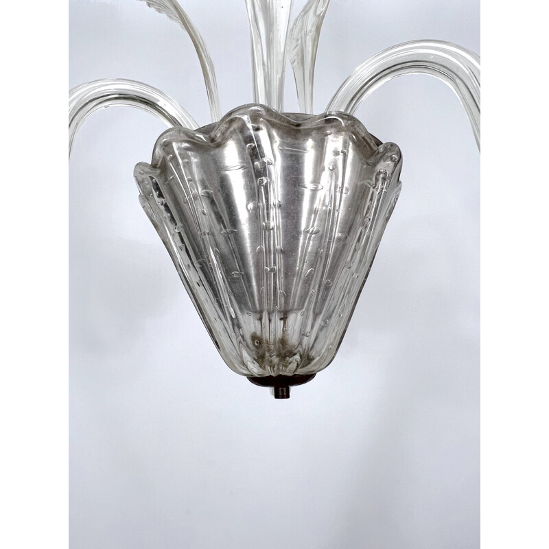 Lámpara de cristal de Murano bullicante Art Deco vintage de Ercole  Barovier, Italia años 40