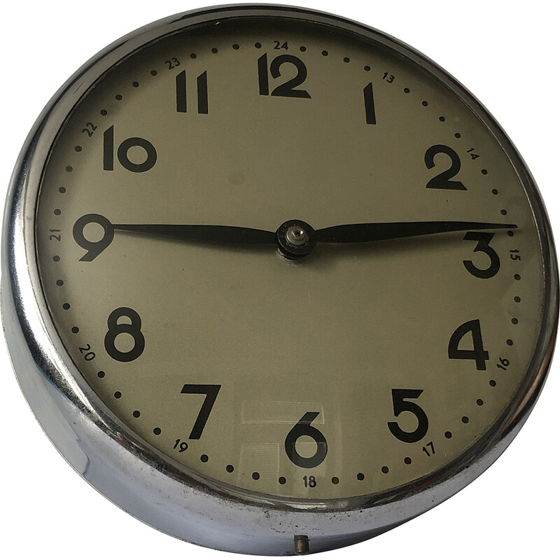 Reloj de pared industrial vintage, Checoslovaquia años 60