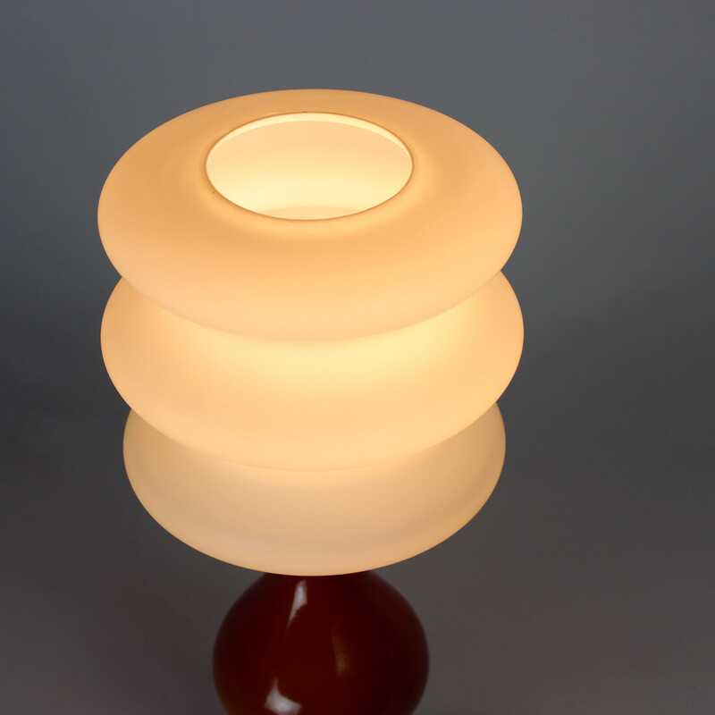 Lampe de table vintage en céramique et verre par Polam Pila, Pologne 1960