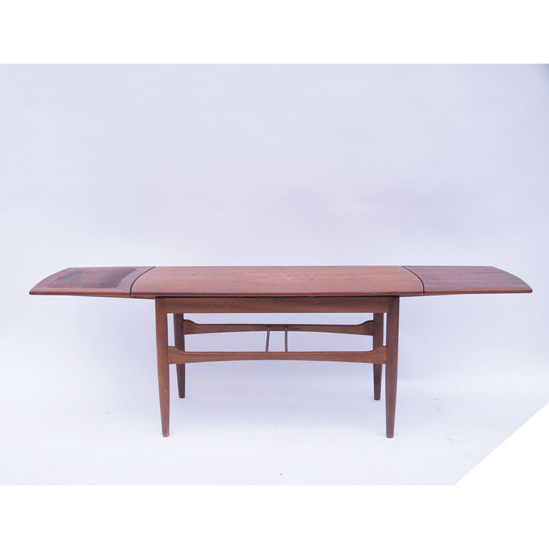 Table basse scandinave danoise vintage extensible en teck et palissandre,  1950-1960