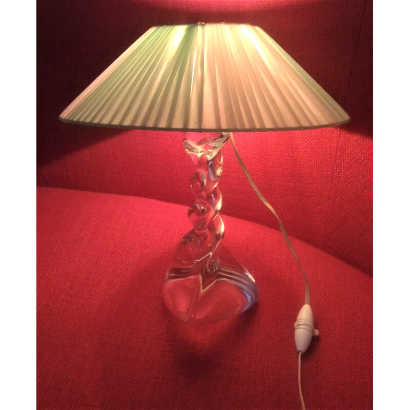 Vintage Lorraine kristallen lamp met geplooide rhodoïde kap, 1950