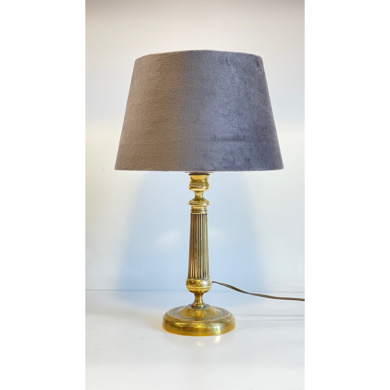 Vintage-Lampe aus massivem Messing und Samt