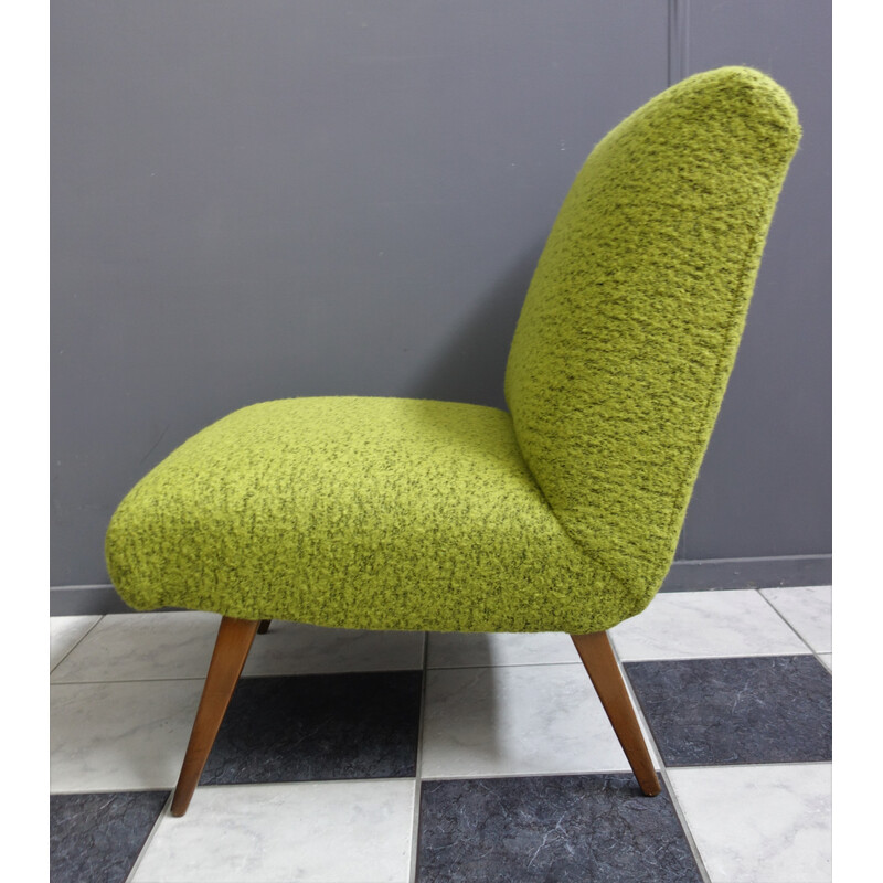 Vintage groene wollen fauteuil zonder arm, 1960