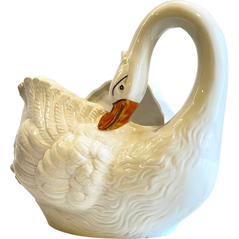 Maceta cisne vintage en cerámica, Italia