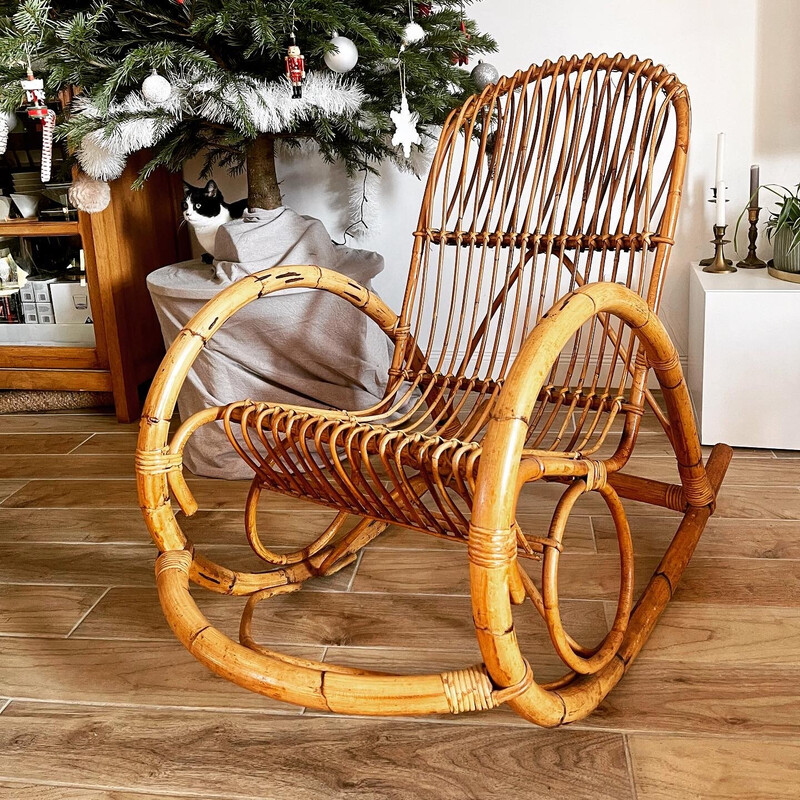 Cadeira de balanço Vintage rattan de Rohe Noordwolde