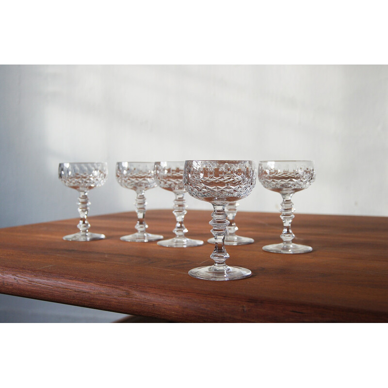 Conjunto de 6 taças de champanhe vintage em cristal