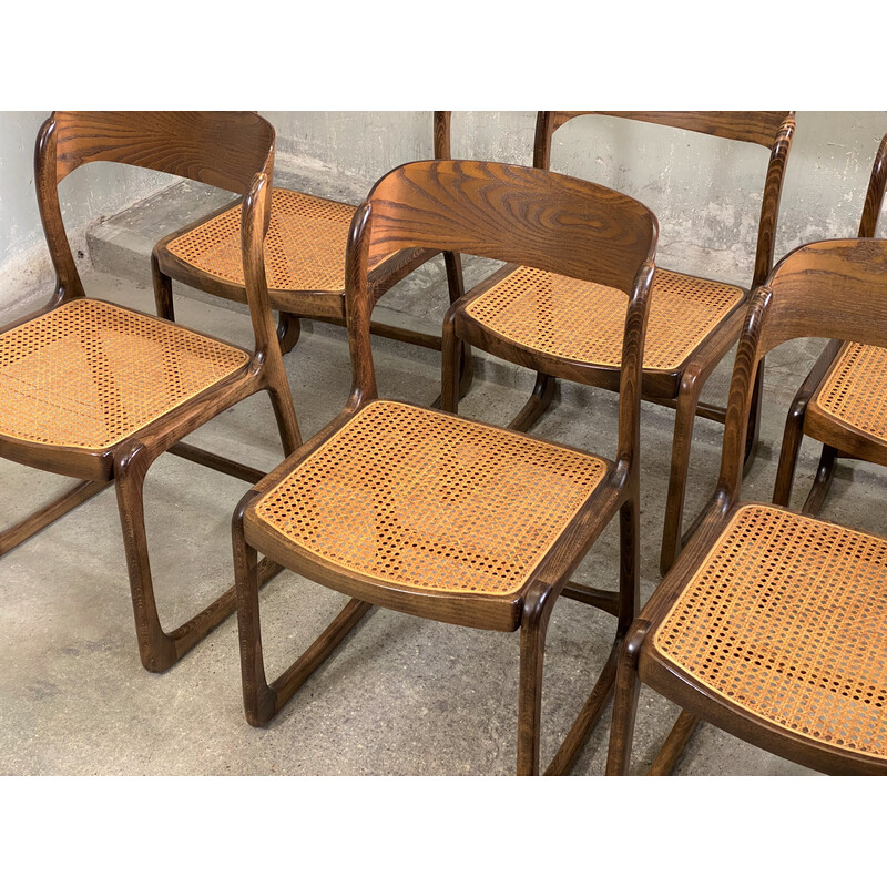 Lot de 6 chaises vintage cannées par Baumann, 1960-1970