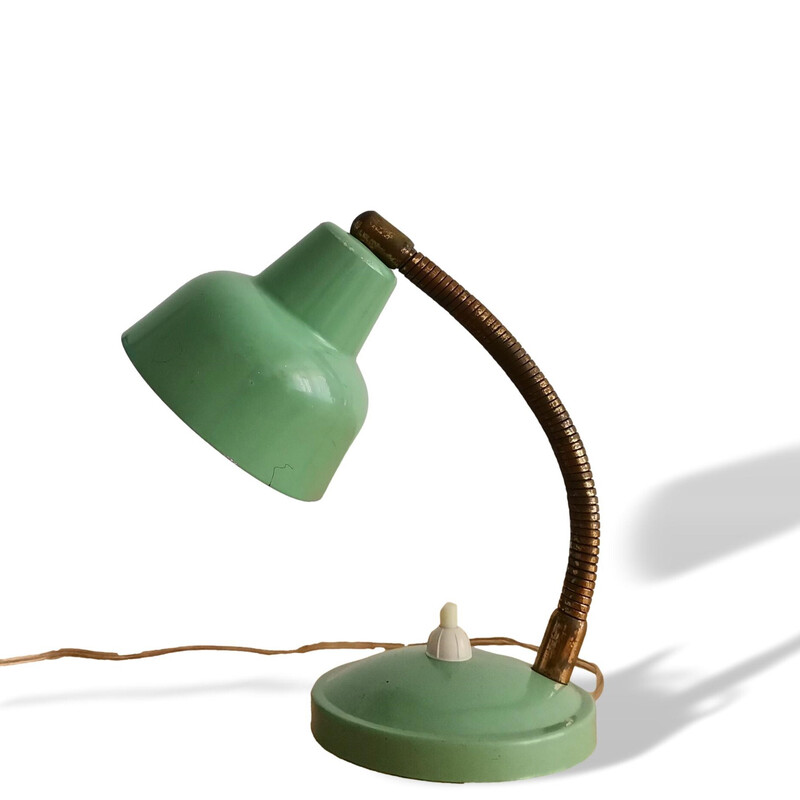 Lampe de bureau vintage Bauhaus en métal vert menthe, 1950-1960