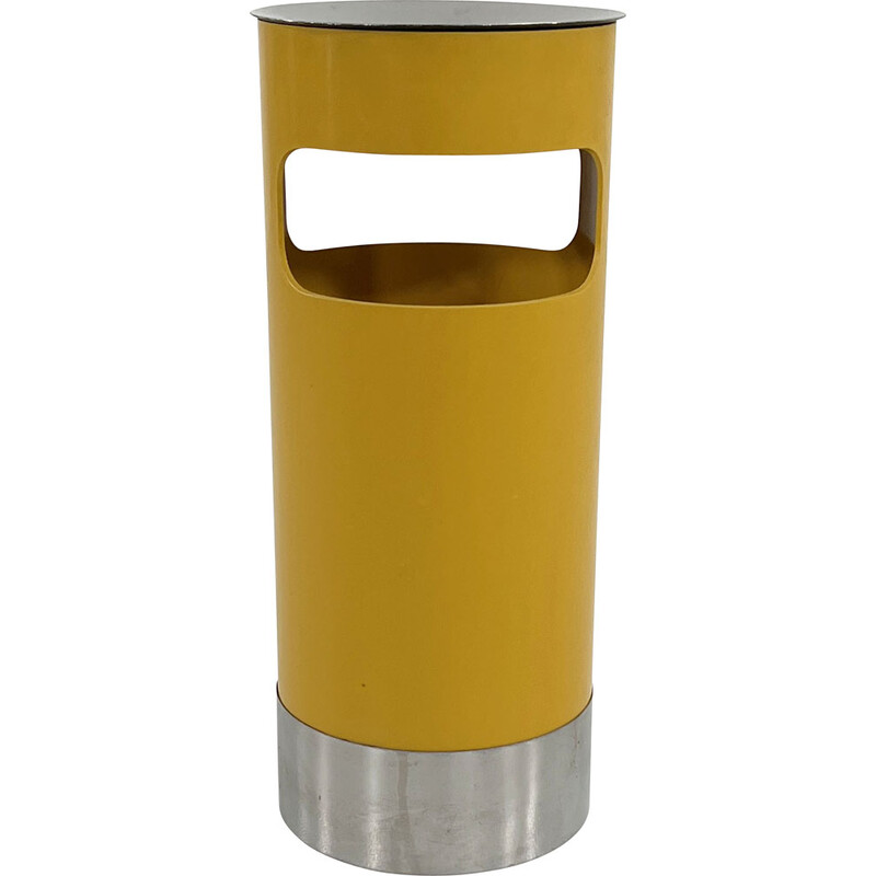 Vintage yellow umbrella stand and ashtray model 4610 by Gino Colombini for  Kartell, 1970s