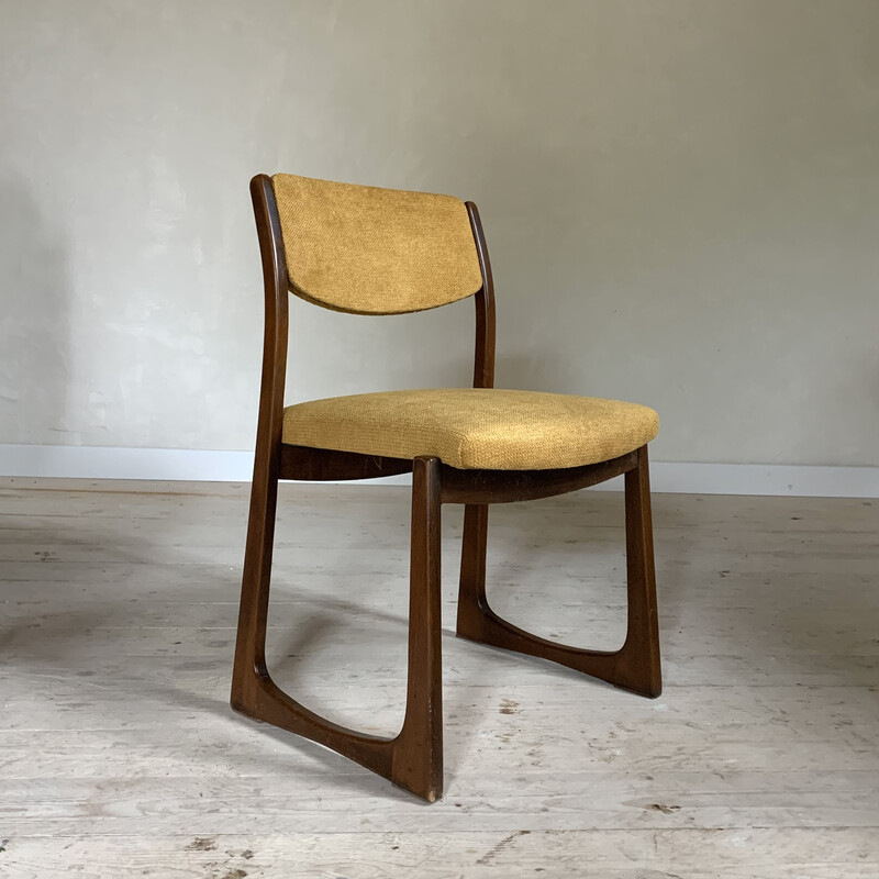 Set di 4 sedie scandinave vintage in faggio e velluto giallo per Self,  Francia