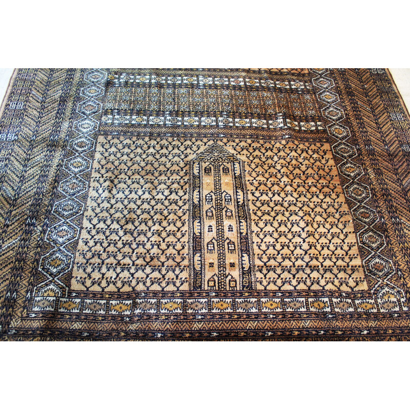 Tapis turkmène vintage en laine avec motifs hatchlou