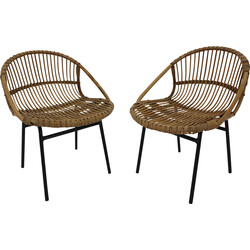Pair of vintage rattan and iron lounge chairs by Alan Fuchs, Czechoslovakia  1970s