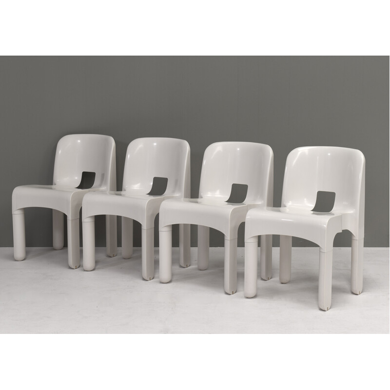 Set di 8 sedie vintage modello 4867 in plastica e gomma di Joe Colombo per  Kartell,