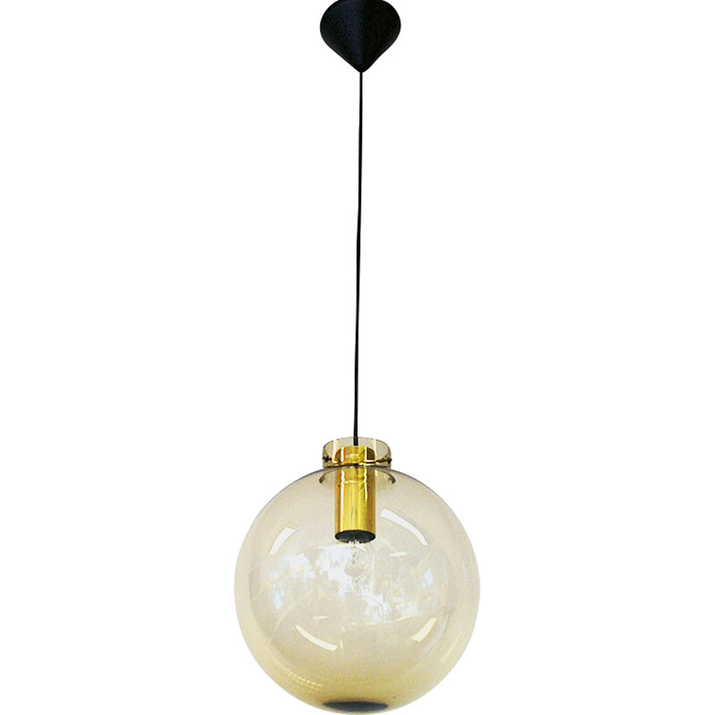 Vintage 7714 pendant lamp in smoked glass by Jonas Hidle for Høvik Lys,  Norway 1970s