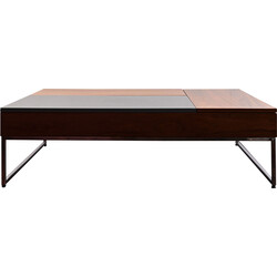 Table basse multifonctionnelle vintage Chiva avec rangement et plateaux de  table relevables