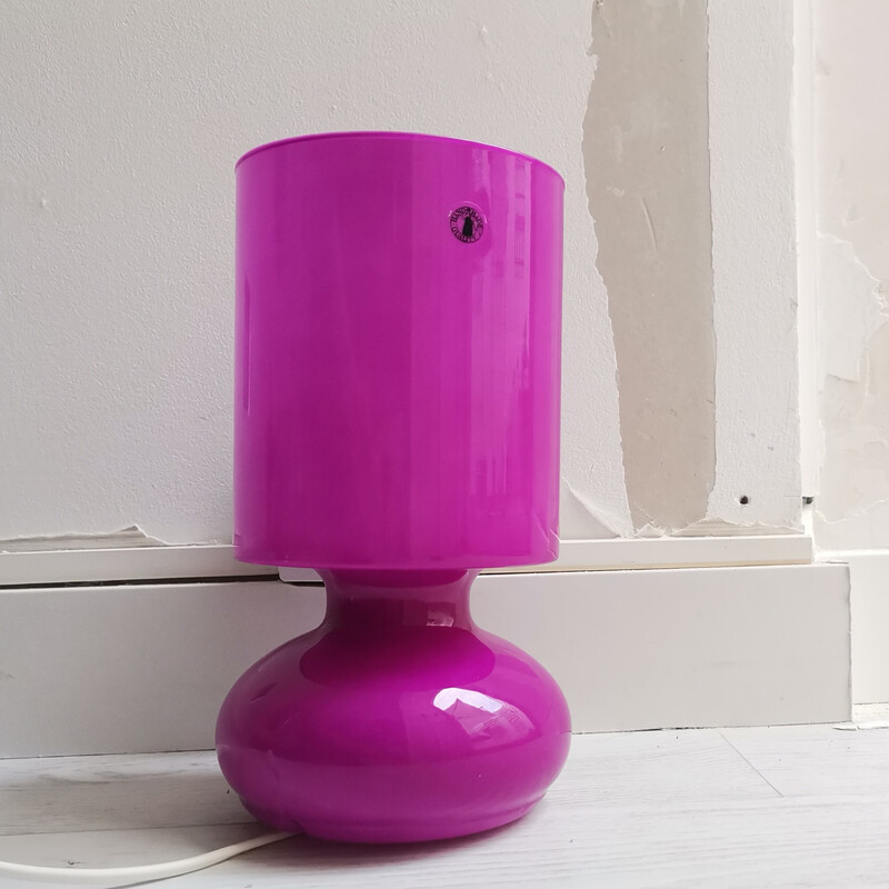 Scandinavian vintage modernist Lykta fuchsia pink glass table lamp by Ikea,  1990s