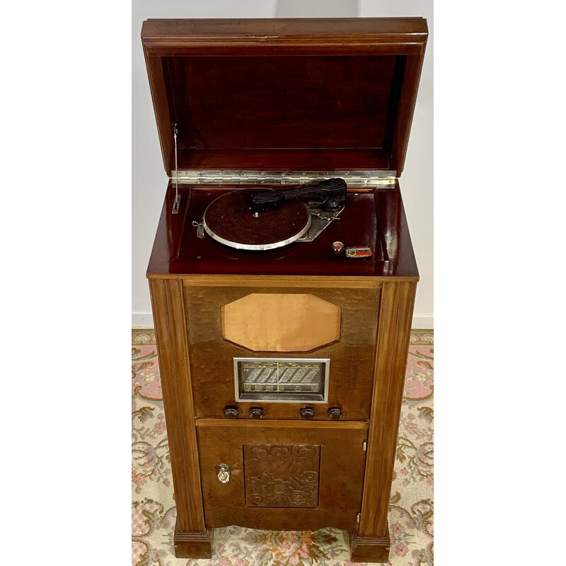 Vintage radio cabinet with Art Deco record player by Eugène Rinck