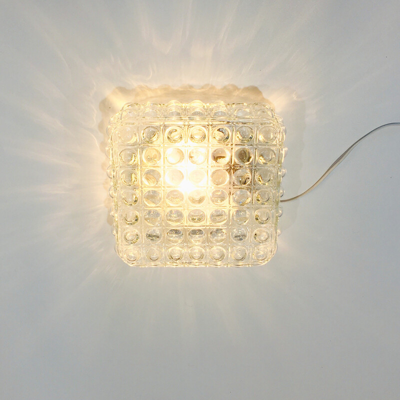 Mid century bubble glass square ceiling lamp by Limburg, Germany, 1960s