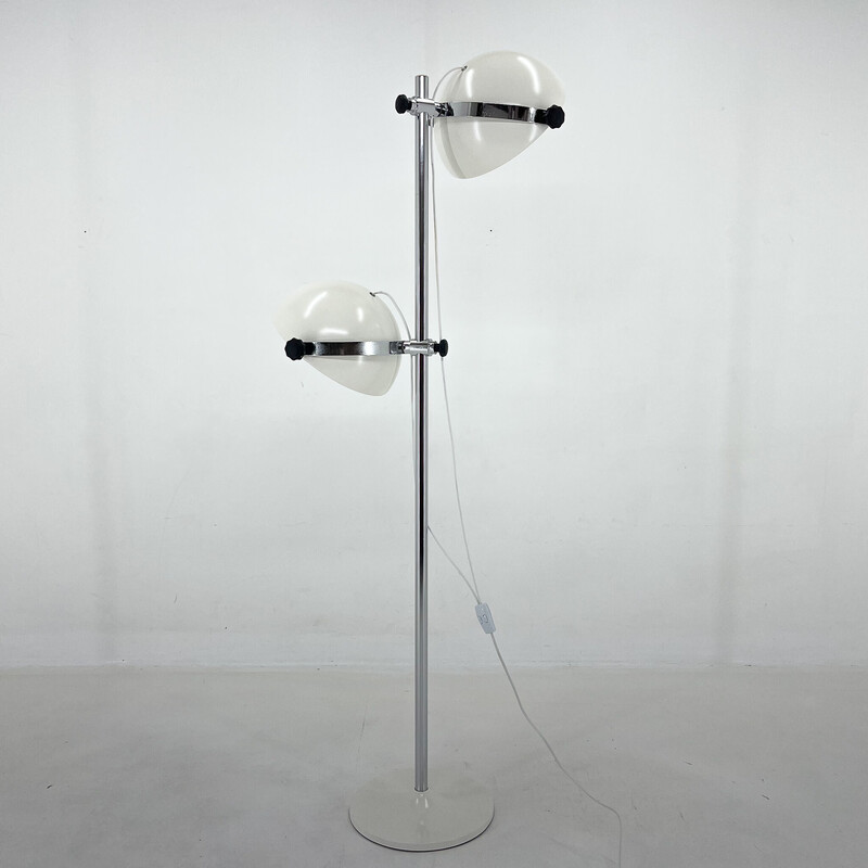 Vintage adjustable chrome and laquered metal floor lamp, Italy 1970s