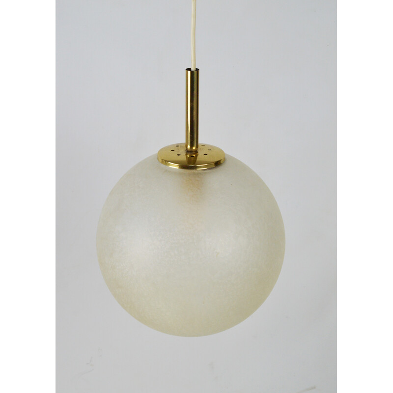 Vintage glass and mother-of-pearl pendant lamp, 1970s