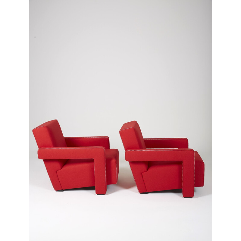 Paire de fauteuils vintage 637 Utrecht par Gerrit Thomas Rietveld pour  Cassina