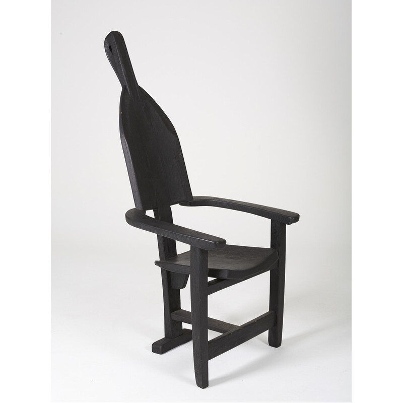 Cadeira do trono de madeira maciça Vintage por Rudi Muth, 1987