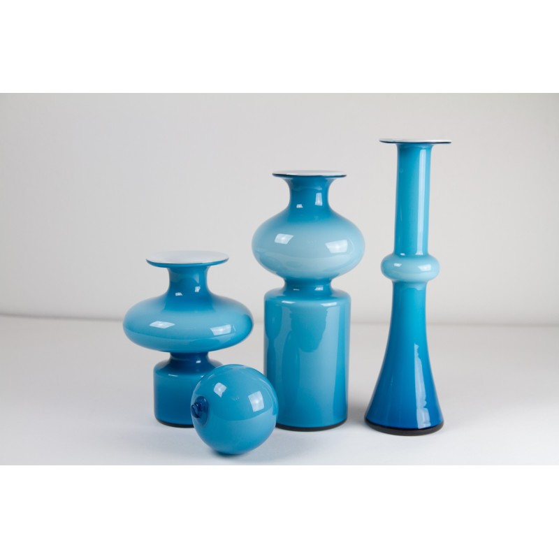 Set of 3 vintage Danish Carnaby vases by Per Lütken for Holmegaard, 1960s