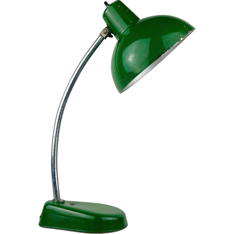 Vintage green industrial metal desk lamp by A.Perazzone Torino, Italy 1960s