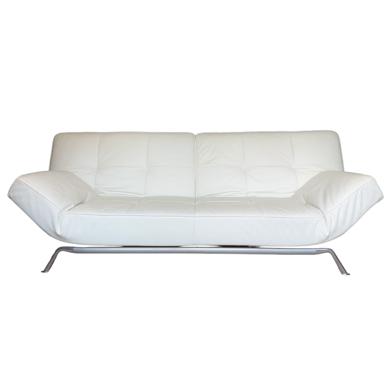Vintage white leather "Smala" sofa by Pascal Mourgue for Ligne Roset