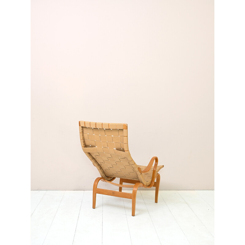 Vintage "Pernilla" armchair in birch and canvas by Bruno Mathsson for Karl  Mathsson Ab, Sweden 1940s
