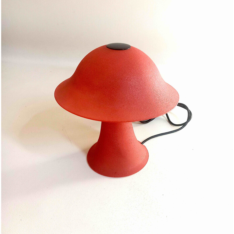 Vintage Pilzlampe aus rotem Glas