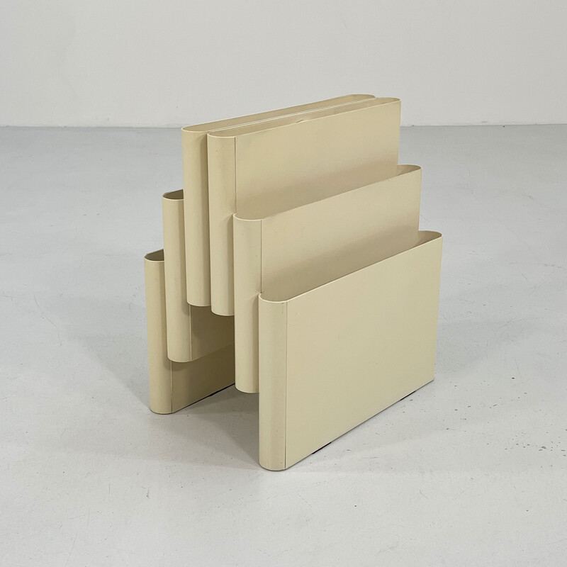 Porte-revues vintage en plastique blanc par Giotto Stoppino pour Kartell,  1970