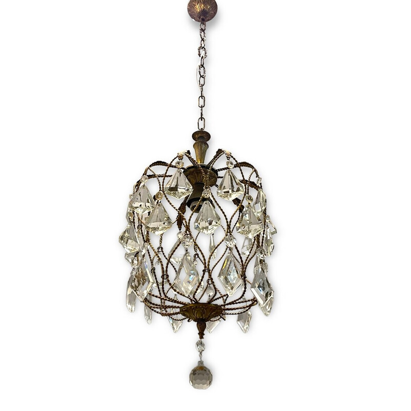 Lámpara colgante Vintage Drop de cristal, años 50