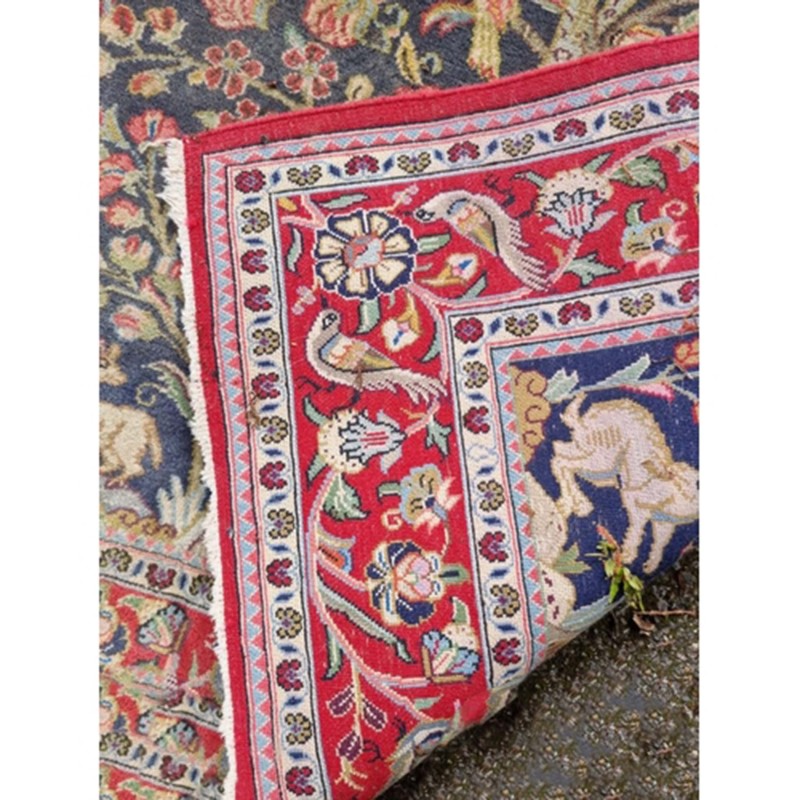 Vintage Perzische levensboom vogel en dier tapijt