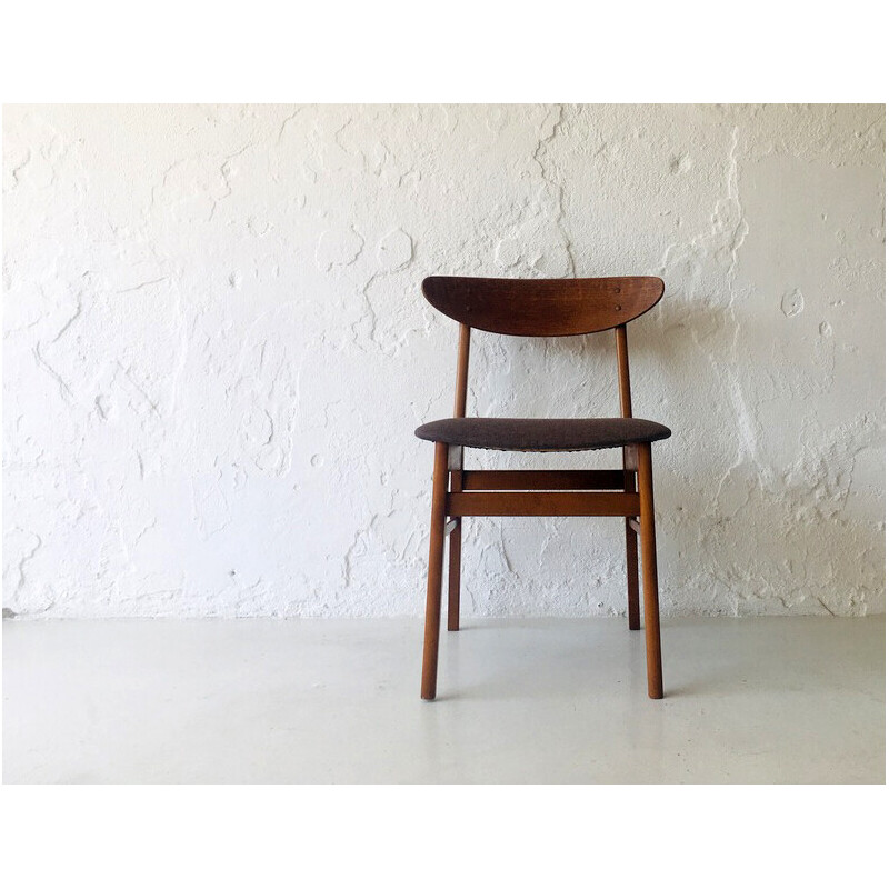 Dänischer Vintage-Stuhl aus Holz und Stoff, 1960