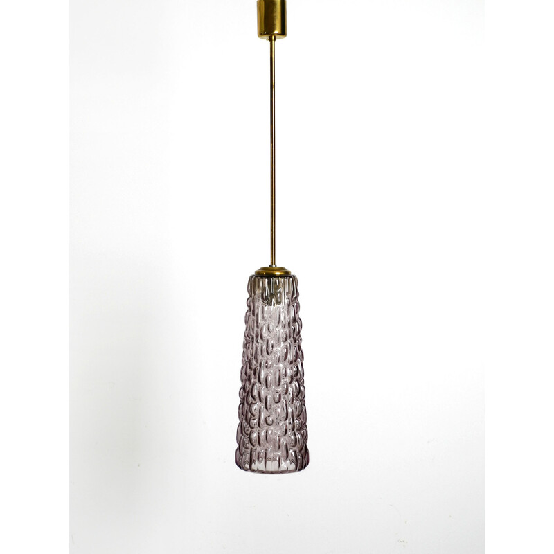 Mid century lilac glass pendant lamp by Rupert Nikoll Wien