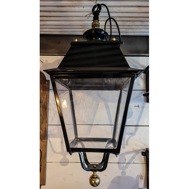 Lanterna stradale vintage in ottone e Pvc