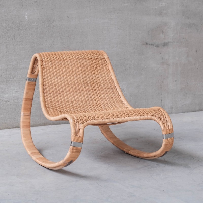 Chaise à bascule vintage en rotin de James Irvine pour Ikea, Suède 2002