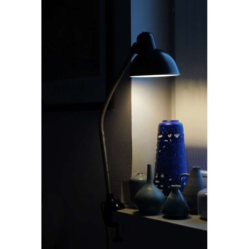 Vintage Bauhaus zwarte tafellamp van Christian Dell voor Kaiser Leuchten,  1950