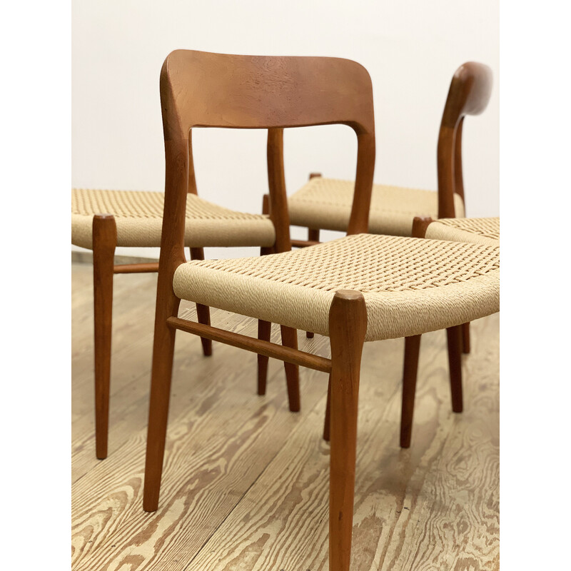 Ensemble de 4 chaises danoises vintage modèle 75 en teck par Niels O.  Møller pour J. L.