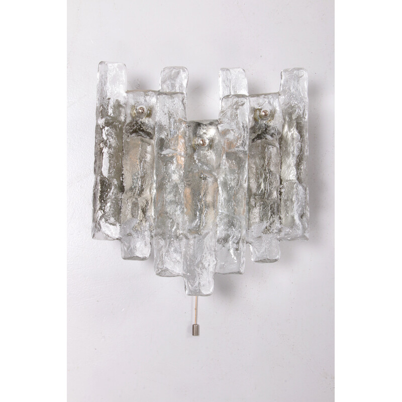 Vintage crystal and ice glass wall lamp by J. T. Kalmar, 1960