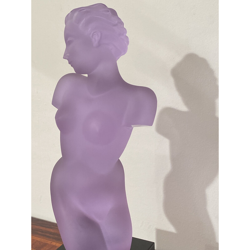 Buste vintage en verre violet par Eleon Von Rommel, 1930