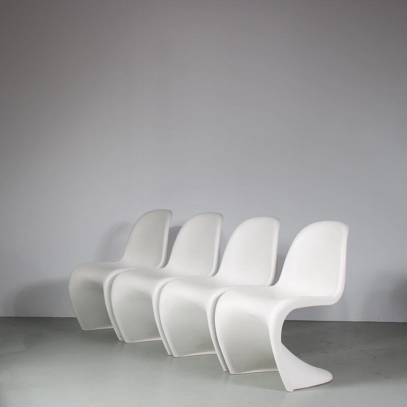 Set di 4 sedie vintage in plastica bianca di Verner Panton per Vitra,  Germania anni '90